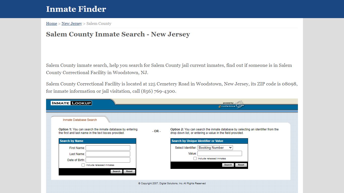 Salem County New Jersey Jail Inmate Finder